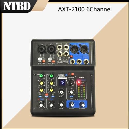 NTBD Professional Mini Karaoke Microphone Mixer 6 Channels 8 Channels USB Sound Card 16 DSP Sound Console Equipment DJ