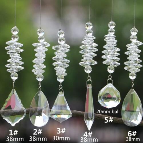 6PCS Clear Chakra Crystal Sun Catchers Chandelier Crystals Ball Prism Pendant Rainbow Maker Hanging Garden Suncatchers