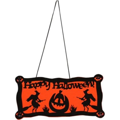Happy Halloween Pumpkin Witch Hanging Ornaments Halloween Party Decoration Hanging Signs for Door Window Wall Home Decor