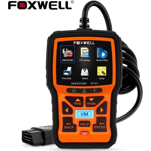 FOXWELL NT301 Code Reader Scan OBD2 Scanner Engine Diagnostic Emissions Readiness Status EOBD Free Upgrade OBD 2 Auto Diagnose