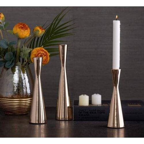 Nordic simple metal wrought iron candle holder three-piece model room restaurant romantic wedding decoration high-end decoration