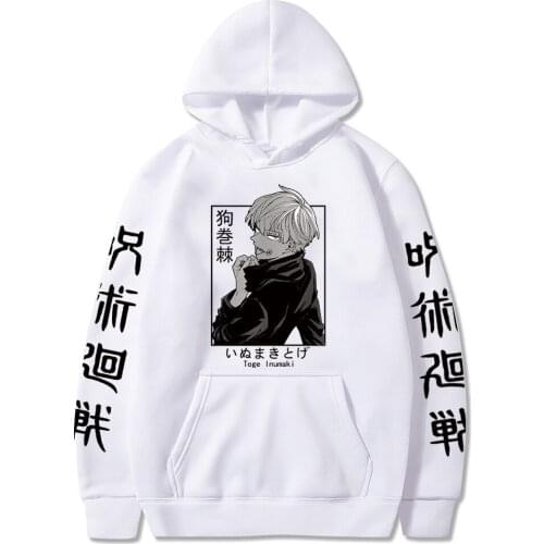 SUNOWE Jujutsu Kaisen Japan Toge Inumaki Print Hoodies Fleece Sweatshirts Cartoons Casual Harajuku Warm Pullover
