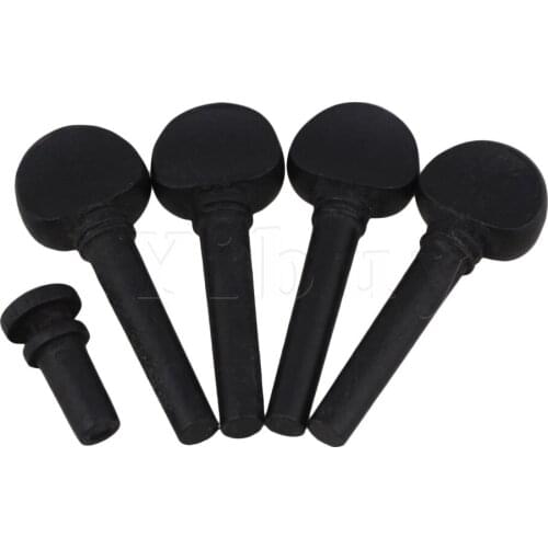 Yibuy Black Ebony 3/4 Violin Tuning Pegs Tuners with Tail End Pin 58 x 21mm