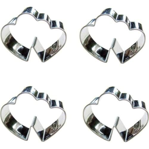 Heart Linked Heart shape 4 piece biscuit cutting molds, baking tools, cake decorating soft candy tools