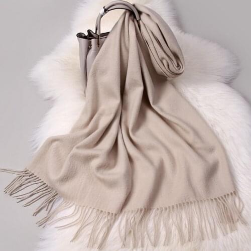 Winter 100% Pure Wool Scarf Women Echarpe Shawls Tassel Bufanda Mujer Pashmina Foulard Femme Warm Cashmere Scarves for Ladies