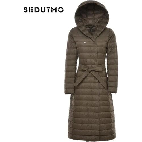 SEDUTMO Winter Womens Down Jackets Plus Size 3XL Ultra Light Duck Down Doat Long Puffer Jacket Black Parkas ED048