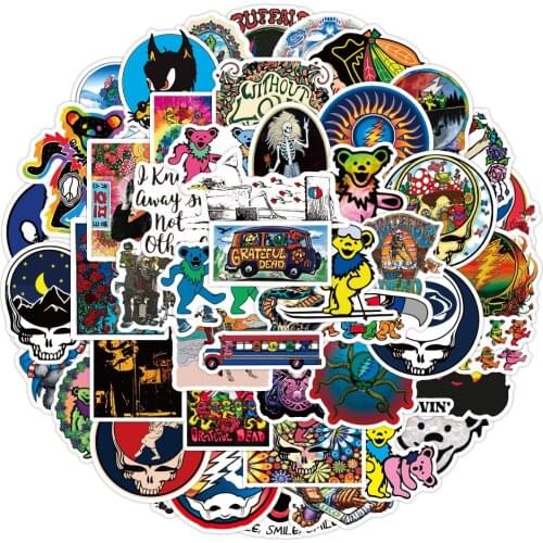 10/50PCS Rock Music Grateful Dead Cool Stickers DIY Car Bike Travel Luggage Phone Laptop Waterproof Classic Toy Decal Sticker