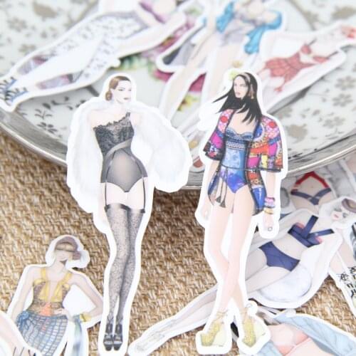 20pcs Fashion Illustration Model Women Scrapbooking Sticker Pack Decorative Paper for Planner Crafts Jurnal Girl Decals