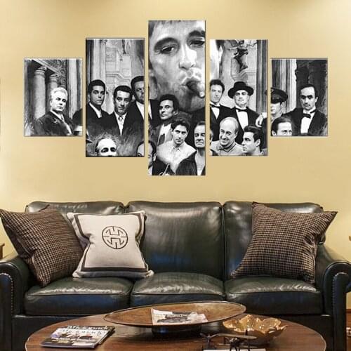 5 Pieces Game Posters Assassins Creed Painting Black Canvas Art Wall Pictures for Living Room Painting Artwork