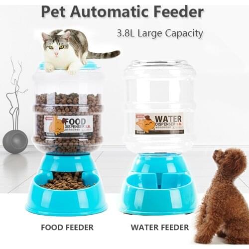 3.8L Pet Cat Automatic Feeder Water Dispenser with Large Capacity Dog Food Bowl Water Fountain Drinking Feeding Pet Supplies