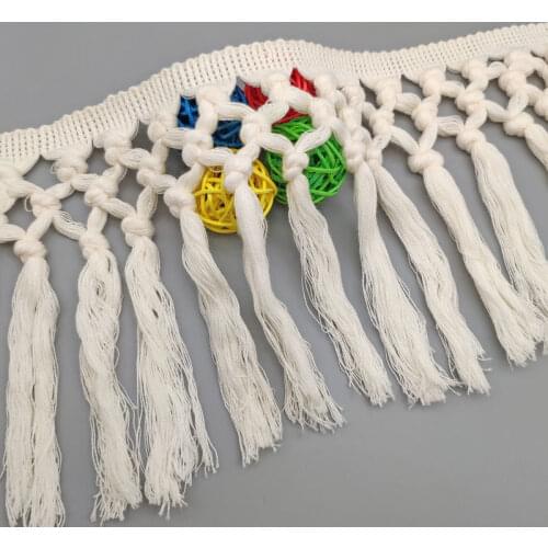 5Meters/Lot Beige Cotton Crocheted Fringe Lace Ribbon DIY Apparel Sewing & Fabric Home Curtain Decoration 13cm Width Lace Tape