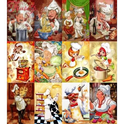 5d diy diamond painting cross stitch pattern diamond embroidery cartoon happy chef diamond mosaic Home kitchen decoration gifts