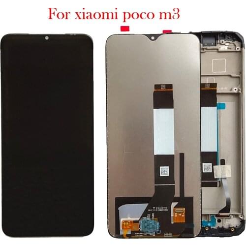 Black 6.53 ”Original For Xiaomi Poco M3 Global M2010J19CG Lcd with Frame Touch Screen Digitizer Assembly LCD Screen Repair Parts