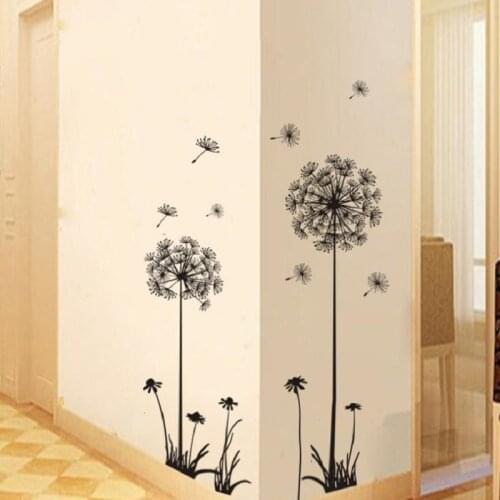 Black Dandelion Wall Sticker Living Room Wallpaper Bedroom Wall Sticker Baby Room DIY Poster Mural Art Decals Home Decoration