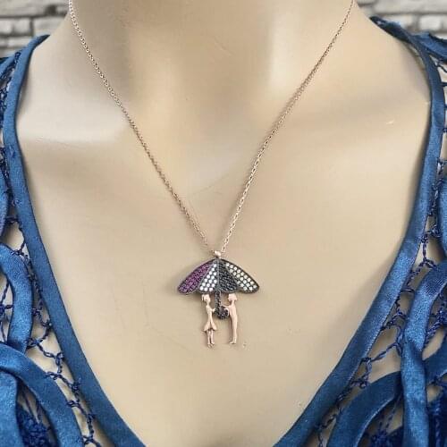 Showers of Love 925 Sterling Silver Necklace Women Girls Gift Jewelry Accessories Fashion Handmade Elegant Chain