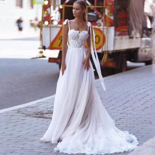 Eightree Elegant Applique White Wedding Dresses Sleeveless Tulle Lace A-Line Backless Bridal Evening Gown Long Dress Custom Size