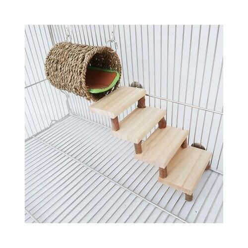 Hamster Wooden Molar Toys Hamsters Guinea Pigs Squirrel Stairs Warm Nest Drill Tube Combination Pet Products Hamster Accessories