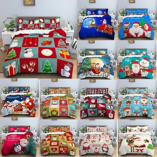 Christmas Party Bedding Set Santa Claus Duvet Cover Set With Pillowcase Quilt Cover Queen King Bedding