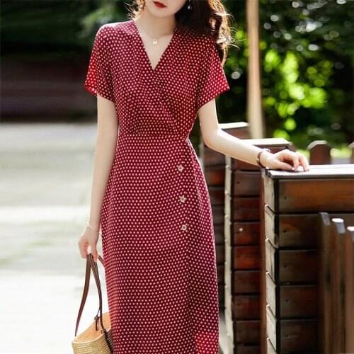 Summer new style retro southern French style white and thin polka dot dresses women party A-LINE Casual Summer