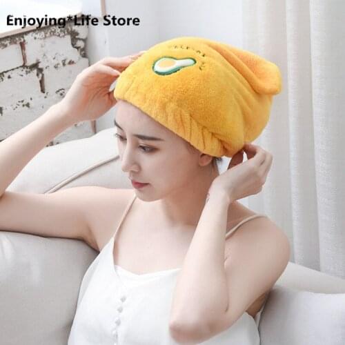 Bathroom Cute Shower Cap Dry Hair Cap Female Super Absorbent Quick-drying Cap Hair Drying Towel Head Wrap