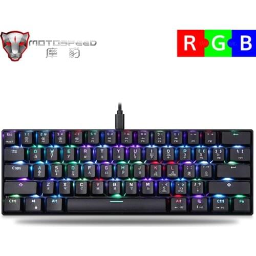 Motospeed 60% Mini Gaming Mechanical Keyboard USB Wired 61 Keys RGB Backlight Red/Blue Switch Laser Keyboards For Laptop Tablets
