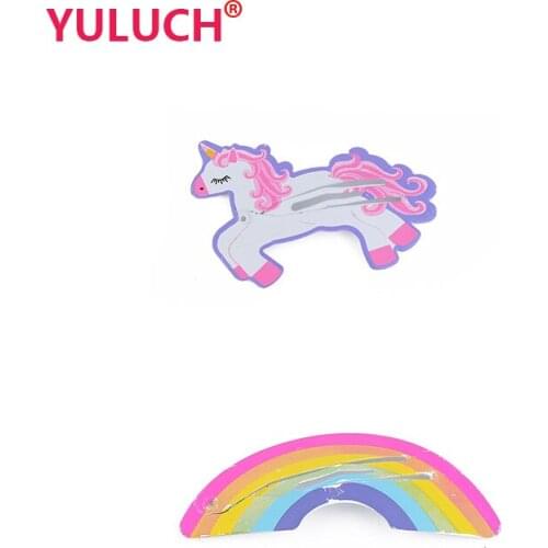 YULUCH 1 set sells popular childrens jewelry accessories unicorn rainbow closed hair clip for girl hair accessories