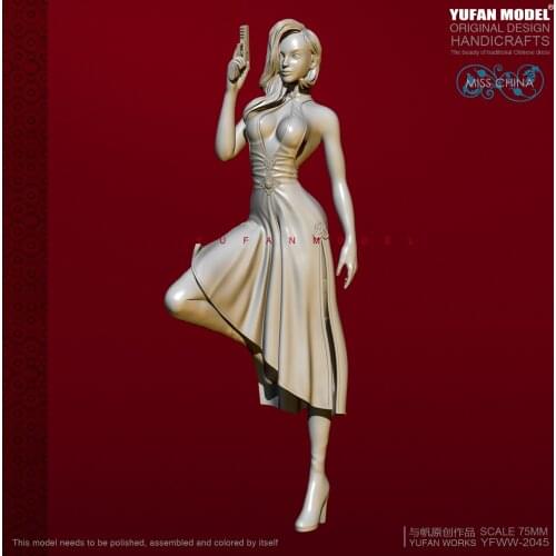 1/24 Resin Kits Yufan Model Cheongsam beauty resin model self-assembled YFWW-2052