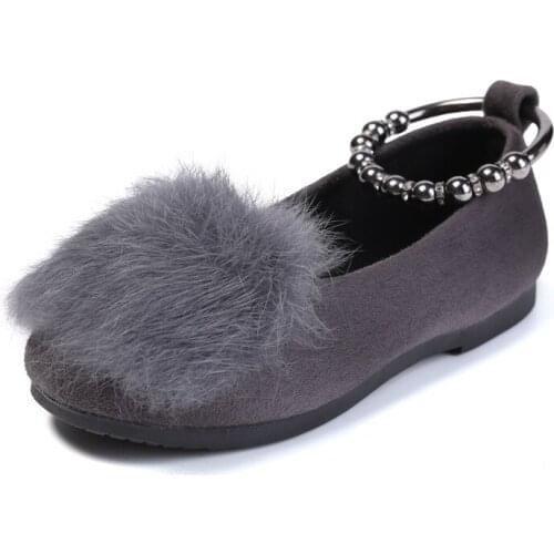 Newest Children Flat Shoes For Girls Pu Leather Wedding Party Dress Shoes Soft Comfortable Kids Fashion Fur Casual Dance Shoe