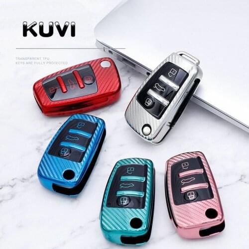 New Soft TPU Car Folding Key Cover Case For Audi A3 8L 8P A4 B6 B7 B8 A6 C5 C6 4F RS3 Q3 Q7 TT 8L 8V S3 Auto Shell Accessories