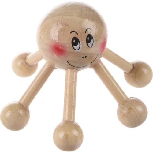 Home Office 6 Points Tension Relief Wood Head Scalp Massage Equipment