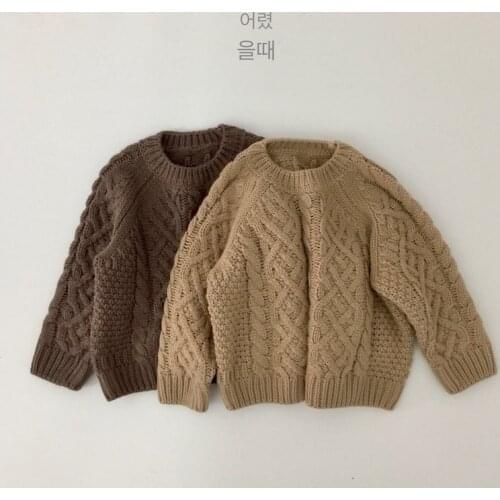 Autumn Kids Knitting Coat Baby Girls Boys Pullover Sweaters Baby Girls Boys Winter Solid Color Long Sleeves Knitting Clothes
