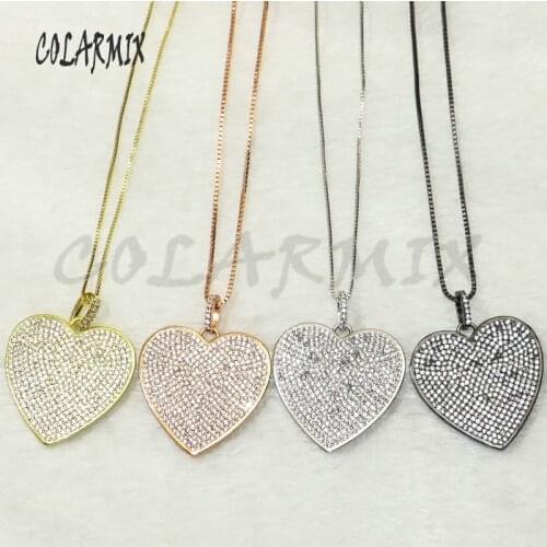 5 pieces Heart pendants necklace Love fashion accessories for women gift for Valentines Day trendy zircon necklace 50167