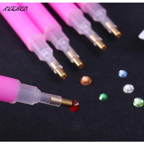 5Pcs Dual-ended Nail Rhinestone Bead Picker Pink Gem Strass Picker Dotting Pen Manicure DIY Nail Art Pick Up Tool