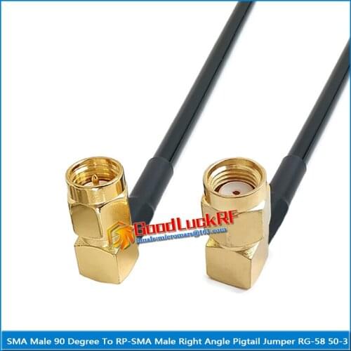 SMA Male Right Angle 90 Degree to RP-SMA RP SMA Male 90 Degree Right Angle Pigtail Jumper RG-58 RG58 3D-FB Extend cable 50 Ohm