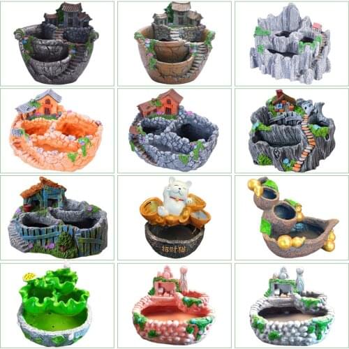 RBCFHI 1PC Succulent Plants Planter Flowerpot Resin Flower Pot Desktop Potted Holder Home Garden Decoration Plants Flower Pots