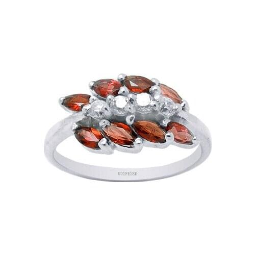 Sterling Silver Gemstone Ring for Woman 2mm*4mm Natural Garnet Ring 925 Silver Garnet Jewelry Fashion Silver Jewelry for Woman