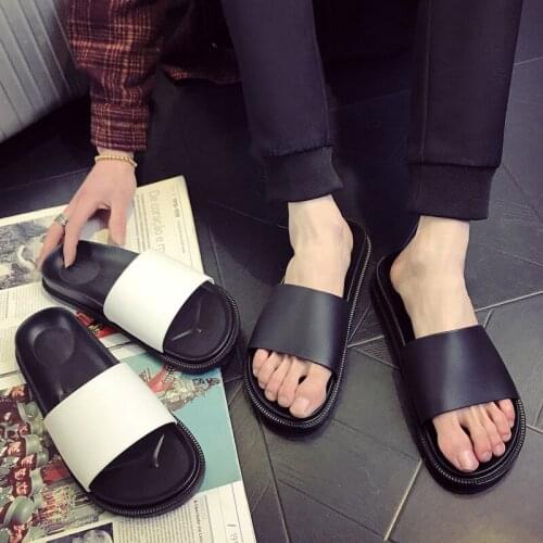 New Home Men Slippers Simple Black White Lovers Shoes Summer Non-slip Bathroom Slides Flip Flops Indoor Women Platform Slippers
