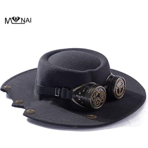 Steampunk Hat With Goggles Novelty Gears Halloween Gothic Top Hat For Women Men Anime Cosplay Vintage Hair Accessories