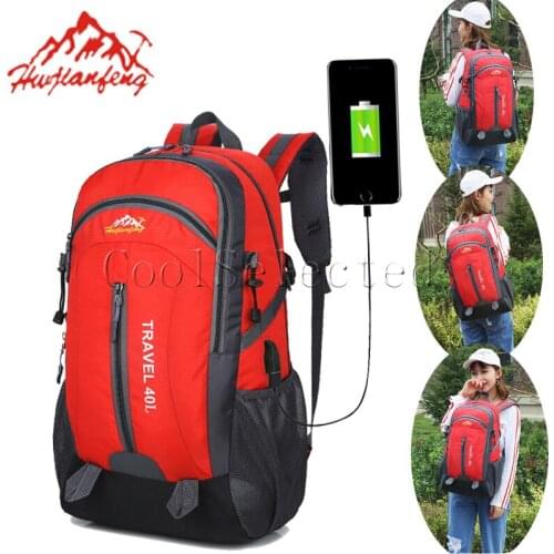 40L USB Waterproof Climbing hiking backpacks Travel Backpack Bag Camping Laptop Daypack Rucksack Outdoor Men Women