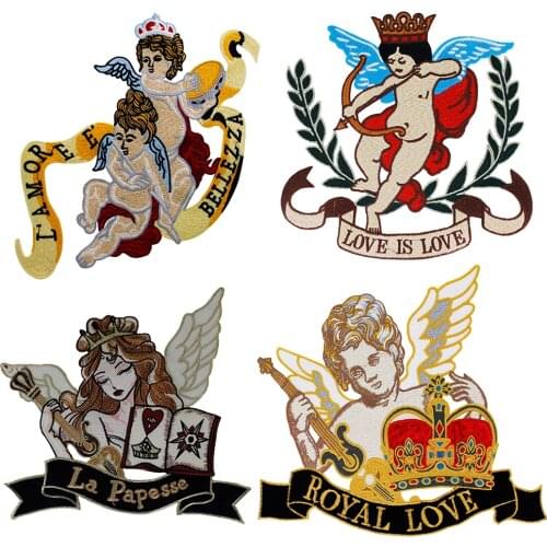 Embroidery Love Fairy Arrow Crown Angel Wings Beauty Patch Leaves Applique Clothes Sewing Badge Accessories TH1090