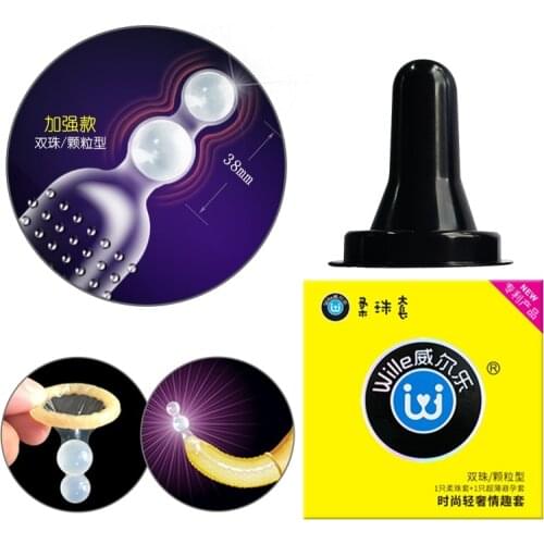 Wille Special Double Ball Condom Natural Latex Spike Male Condoms Sleeve Natural Latex Contraception Delayed Sex Toy For Men