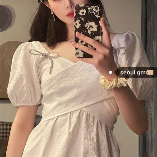 Women Dresses Womens High Waist Bow Dress Vestido De Mujer Femme Robe