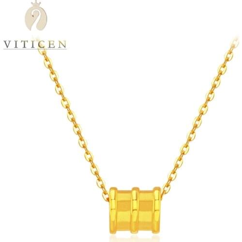 999 Solid Gold Round Pendant With 18K Gold Necklace Fashion Gift For Women Necklace Jewelry On The Neck Factory Dropshipping