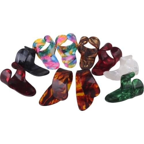 10x Multicolor Guitar Celluloid Finger Picks Thumbpicks Nail Protectors