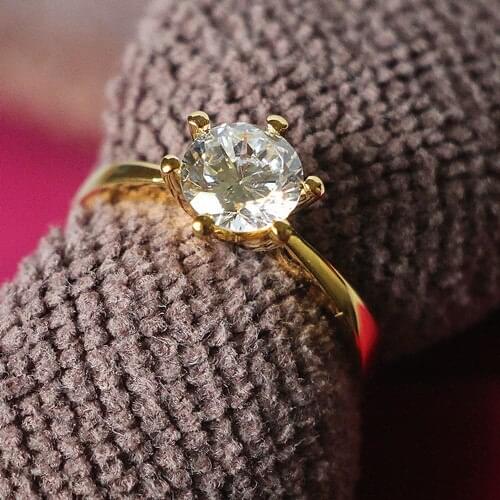 2Ct Gorgeous Engagament Ring Elegant Diamond Ring Sterling 925 Silver Luxury Yellow Gold Color Ring