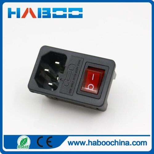 5pcs/lot shipping free rocker switch with power socket HB7-113 AC power push button switch 10A 250V ac power socket with fuse