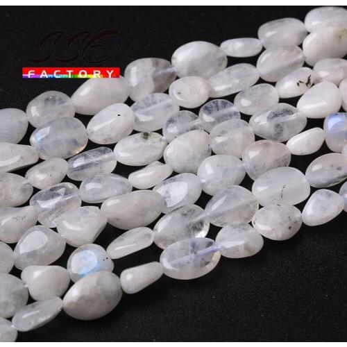 6-8mm Natural Irregular Blue Moonstone Beads Smooth Loose Spacer Beads For Jewelry Making DIY Bracelet Necklace 15"Strand/Inch