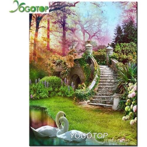 Diy diamond painting Garden swan 5d diamant embroidery spring Square/Round mosaic Handmade Home Decor natural landscape YY2722