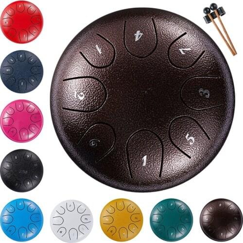 Inch 8 Tune Pan Drum Tounge Musical Instrument Drums Percussion Tongue Bar Steel Pan Drum and Bass Meditation Handdrum