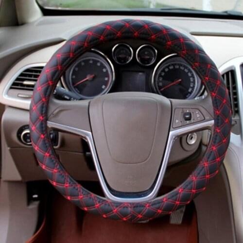 Car Steering Wheel Embroider Cover Popular Squares 37/38CM Car Covers Suite 4 Color Soft Auto Interior Accessories Four Season